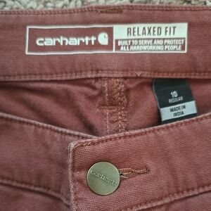 Carhartt Women's Relaxed Fit Pants in Brick Red